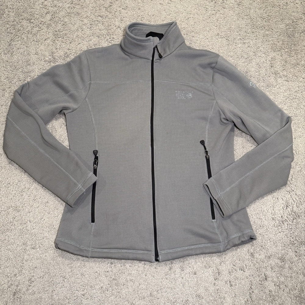 Mountain Hardwear‎ Womens Waffle Thermal Size Medium Gray Full Zip Jacket Hiking - Picture 2 of 11